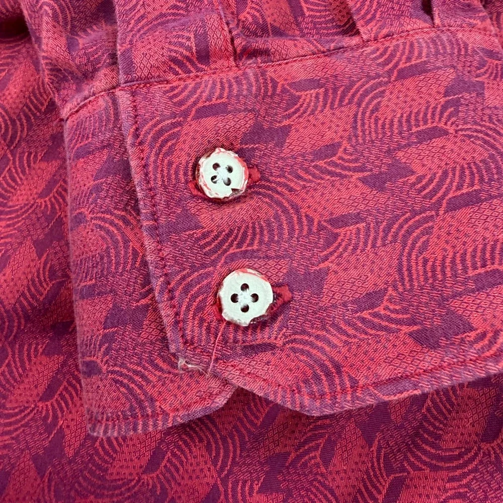 Robert Graham Shirt Mens 4XL Red Geometric Classic Fit Stretch Long Sleeve *READ
